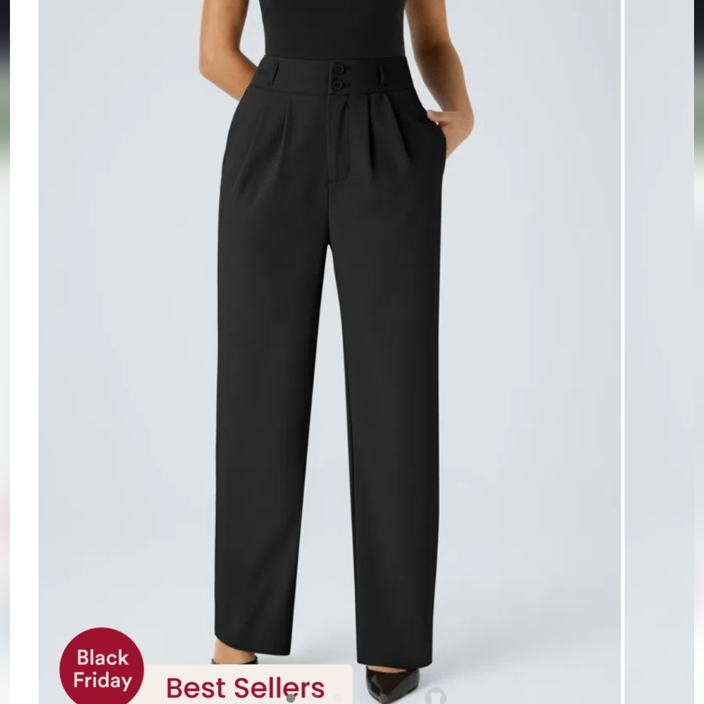 Halara high waisted pleated Straight leg Work pants - large - tall